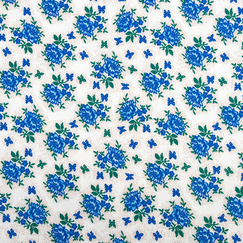 Ткань на отрез фланель 150 см Цветочек голубой с бабочкой фото 2
