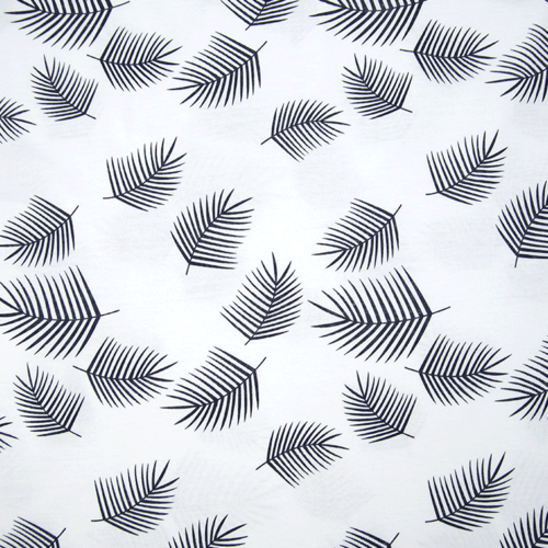 Ткань на отрез кулирка 1370-V3 Лист пальмы на белом фото 3