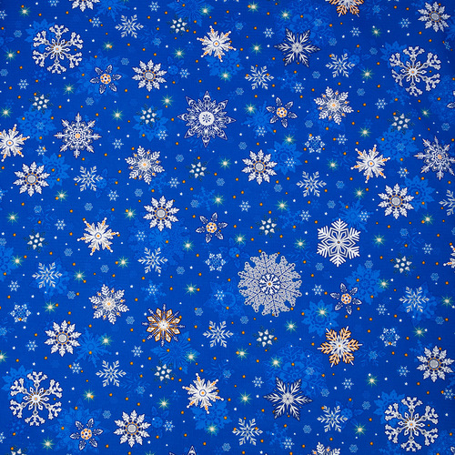 Ткань на отрез вафельное полотно набивное 150 см 35033/3 Снежинки цвет синий фото 1