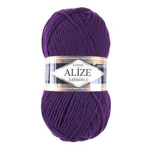Пряжа для вязания Ализе LanaGold (49%шерсть, 51%акрил) 100гр цвет 111 фуксия фото 1
