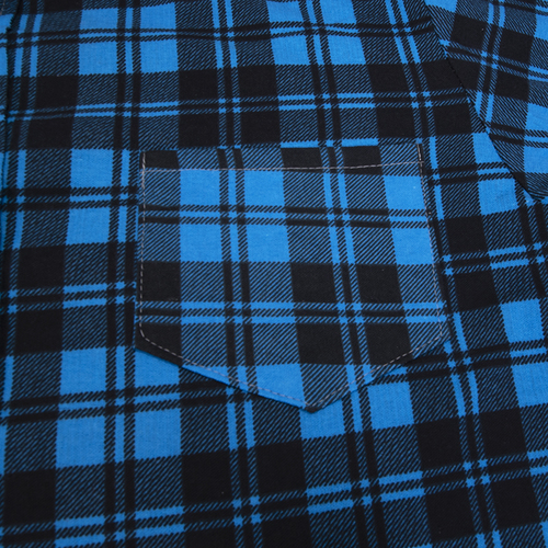 Рубашка мужская фланель клетка 44-46 цвет синий модель 4 фото 3
