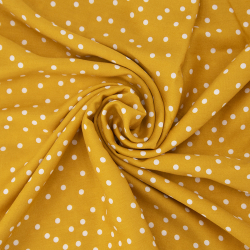 Ткань на отрез штапель 150 см 2445 Горох цвет желтый фото 1