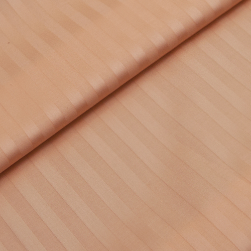 Ткань на отрез Страйп сатин полоса 1х1 см 220 см 135 гр/м2 цвет 113 персиковый фото 1
