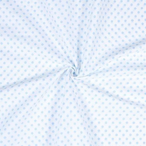Ткань на отрез бязь плательная 150 см 1359/23А белый фон голубой горох фото 2