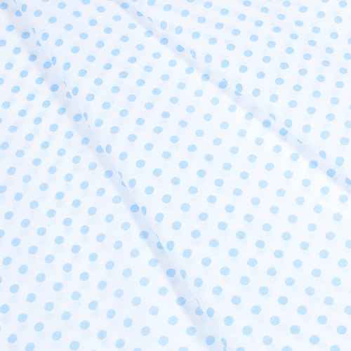 Ткань на отрез бязь плательная 150 см 1359/23А белый фон голубой горох фото 1