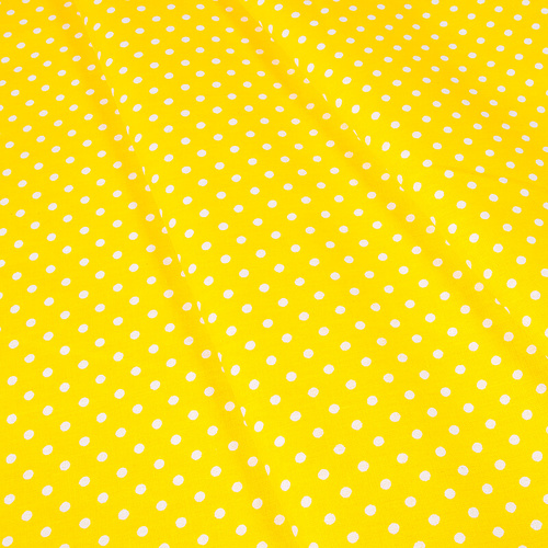 Ткань на отрез бязь плательная 150 см 1359/21 желтый фон белый горох фото 1