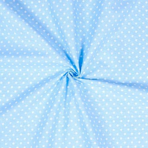Ткань на отрез бязь плательная 150 см 1359/23 голубой фон белый горох фото 3
