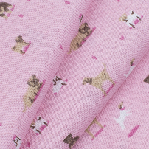 Ткань на отрез кулирка Собачки на розовом R314 фото 3