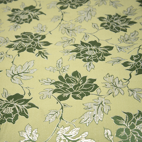 Портьерная ткань с люрексом 150 см на отрез H627 цвет 4 зелёный цветы фото 3
