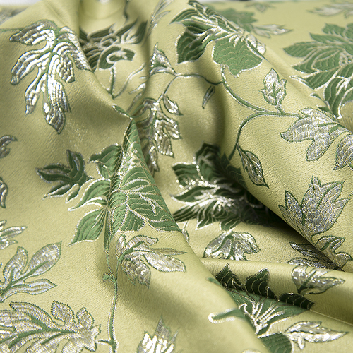 Портьерная ткань с люрексом 150 см на отрез H627 цвет 4 зелёный цветы фото 4