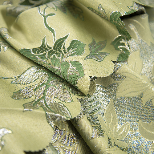 Портьерная ткань с люрексом 150 см на отрез H627 цвет 4 зелёный цветы фото 2