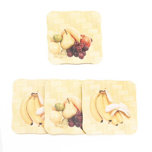 Подставка под горячее квадратная 15х15 см Фрукты вид 2 + Бананы в упаковке 4 шт фото 1