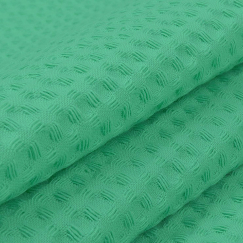 Ткань на отрез вафельное полотно гладкокрашенное 150 см 240 гр/м2 7х7 мм цвет 333 светло-зеленый фото 1
