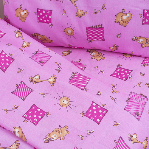 Постельное белье в детскую кроватку из бязи 366/3 Жирафики розовый фото 2