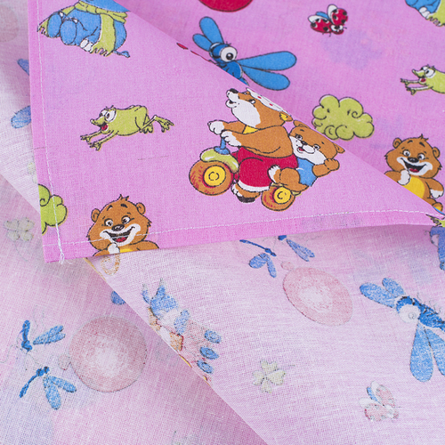 Набор детских пеленок бязь 4 шт 90/120 см 383/3 Зоопарк цвет розовый фото 3