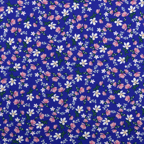 Ткань на отрез Прадо №13 Цветы на синем фото 2