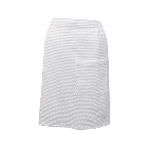 Вафельная накидка на резинке для бани и сауны Премиум мужская 60 см белый фото 1
