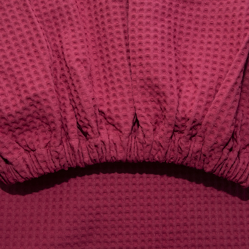 Вафельная накидка на резинке для бани и сауны Премиум женская 80 см цвет 789/3 брусничный фото 3