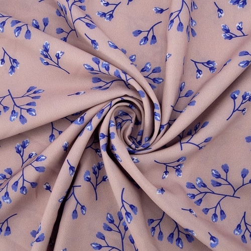 Ткань на отрез ниагара 150 см D052-2 Голубые цветы на розовом фото 1
