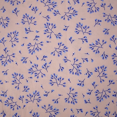 Ткань на отрез ниагара 150 см D052-2 Голубые цветы на розовом фото 3