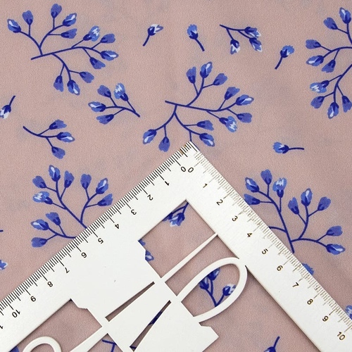 Ткань на отрез ниагара 150 см D052-2 Голубые цветы на розовом фото 5