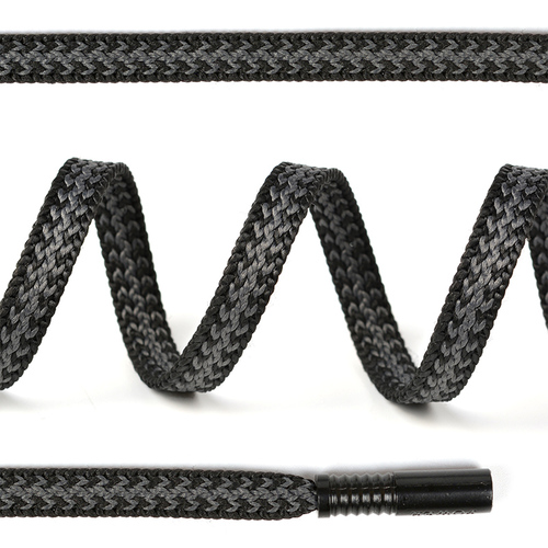 Шнурки TBY плоские 8мм арт.SLF028 длина 130 см цв.черный/серый уп. 2 шт фото 1