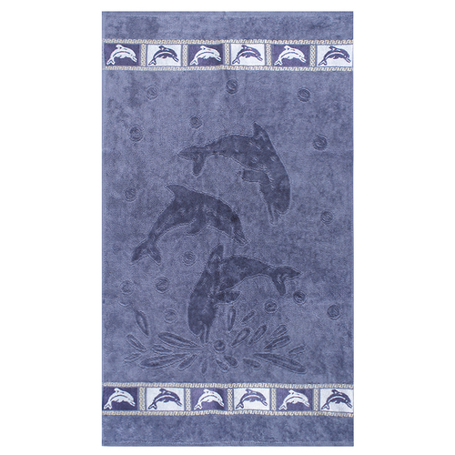 Полотенце махровое Дельфины 50/90 см цвет серый фото 1