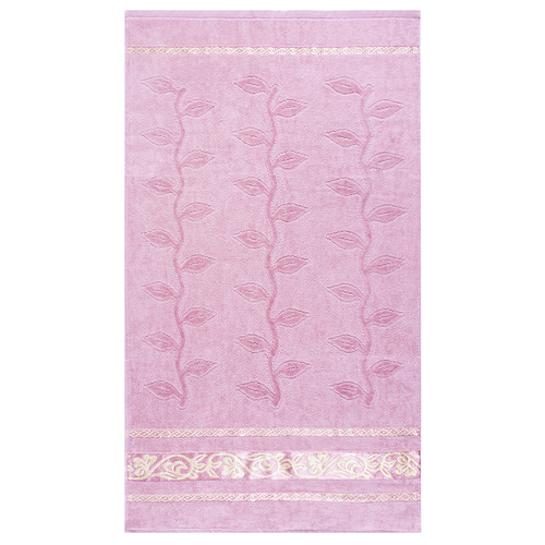 Полотенце велюровое Европа 70/130 см цвет пыльно розовый с вензелями фото 1