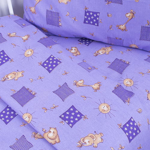 Постельное белье в детскую кроватку из бязи 366/5 Жирафики фиолетовый фото 2