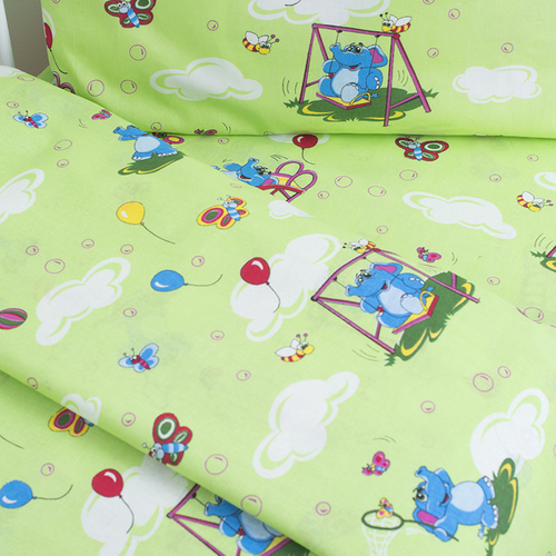 Постельное белье в детскую кроватку из бязи 315/3 Слоники с шариками зеленый фото 3