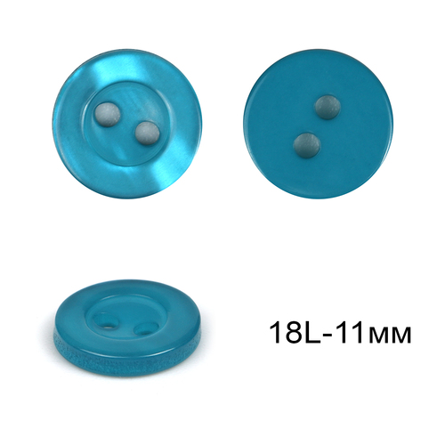 Пуговицы пластиковые C-NE66-2 цв.голубой 18L-11мм, 2 прокола 12 шт фото 1
