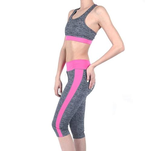 Женский спортивный костюм топ+бриджи 210 цвет розовый размер L/XL (44-46) фото 1