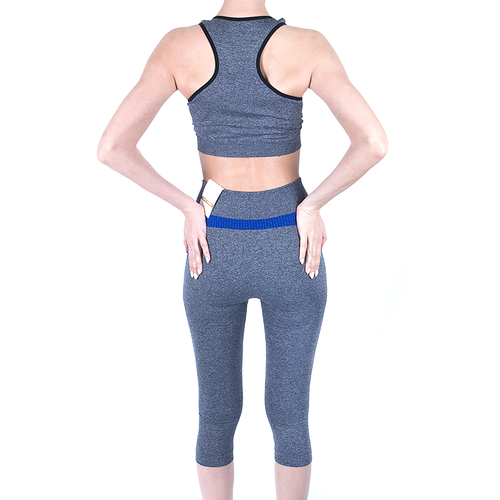 Женский спортивный костюм топ+бриджи 211 цвет синий размер 42-48 фото 3