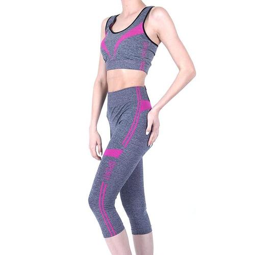 Женский спортивный костюм топ+бриджи 211 цвет розовый размер 42-48 фото 1