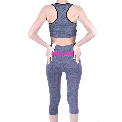 Женский спортивный костюм топ+бриджи 211 цвет розовый размер 42-48 фото 2