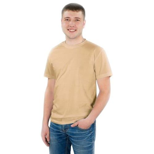Мужская однотонная футболка цвет бежевый 48 фото 1