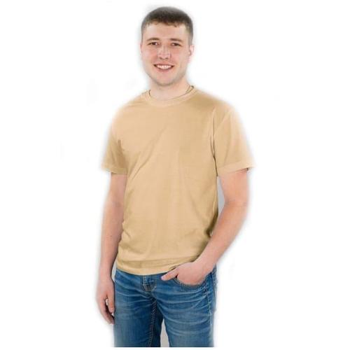 Мужская однотонная футболка цвет бежевый 52 фото 1
