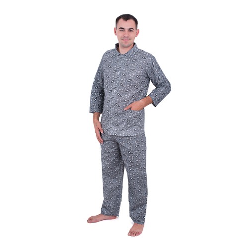 Пижама мужская бязь огурцы 44-46 цвет серый фото 1