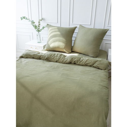 Постельное белье VT из микрофибры 17-0627 Олива 2-х сп с евро простыней фото 2