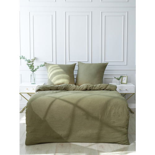 Постельное белье VT из микрофибры 17-0627 Олива 2-х сп с евро простыней фото 5