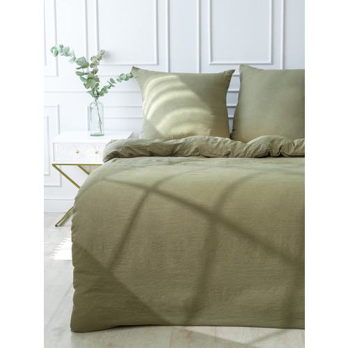 Постельное белье VT из микрофибры 17-0627 Олива 2-х сп с евро простыней фото 4