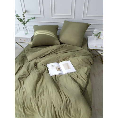 Постельное белье VT из микрофибры 17-0627 Олива 2-х сп с евро простыней фото 1