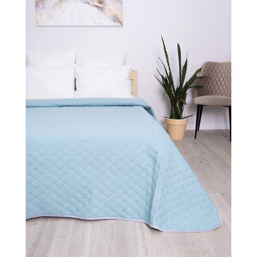 Покрывало ультрастеп микрофибра 15-5209 цвет голубой 240/210 Евро фото 3