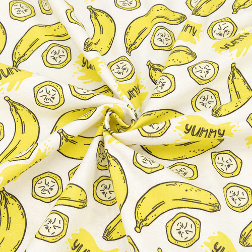 Ткань на отрез фланель 150 см Бананы на белом фото 1