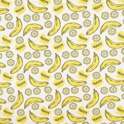 Ткань на отрез фланель 150 см Бананы на белом фото 2