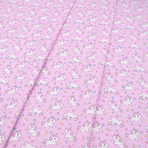 Ткань на отрез фланель 90 см 9808/4 Единорожки цвет розовый фото 6