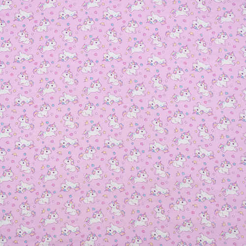 Ткань на отрез фланель 90 см 9808/4 Единорожки цвет розовый фото 2