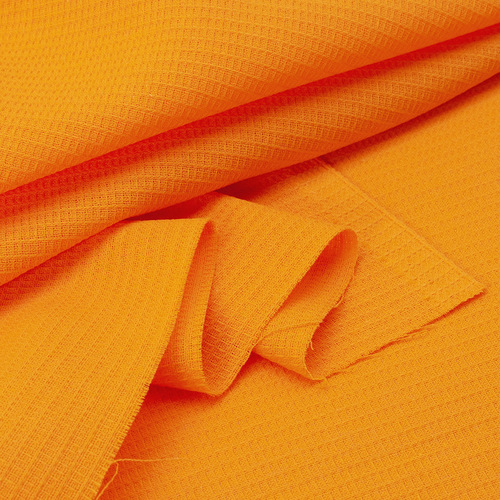 Ткань на отрез вафельное полотно гладкокрашенное 150 см 165 гр/м2 цвет апельсин фото 6