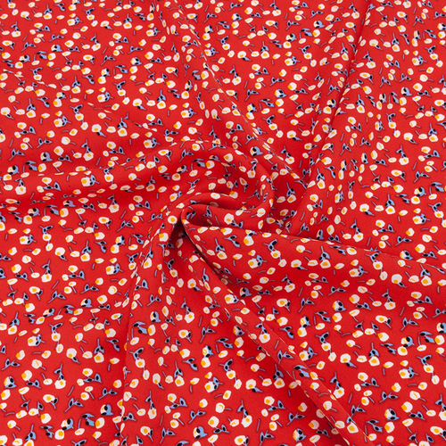 Ткань на отрез Прадо Цветы на красном фото 1