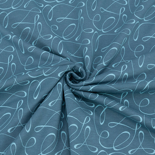 Ткань на отрез кулирка 1393-V1 Линии цвет серо-синий фото 1